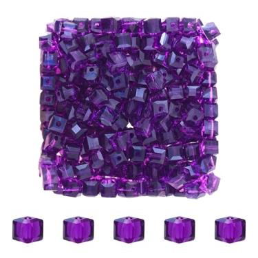 Imagem de Mandala Crafts Contas de cristal de cubo de ametista de 6 mm – 300 contas de vidro facetadas para fabricação de joias, pulseiras, colares, brincos e contas