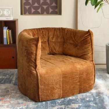 Imagem de N&V Sofá de relaxamento profundo Brigantin de meados do século, chenille premium macio, para sala de estar, quarto e escritório (marrom, individual)