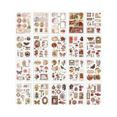 Imagem de Adesivos PET Vintage De Borboleta E Flor, 20 Folhas, DIY Para Diário, 