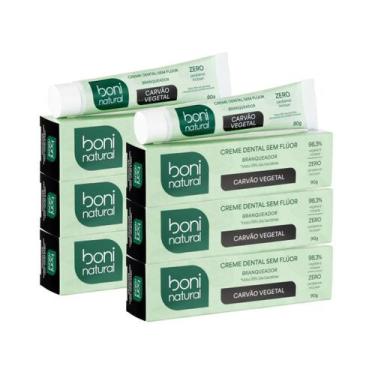 Imagem de Kit 6X Creme Dental Boni Natural Menta e Carvão Vegetal 90g