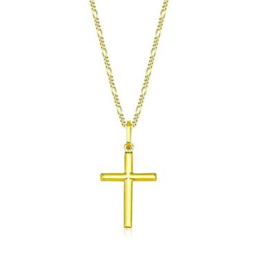 Imagem de Cordão Corrente 60cm Grumet 3x1 Pingente Crucifixo Ouro 18k - DR Joias