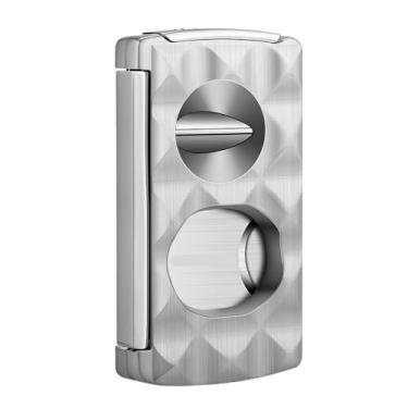 Imagem de JDIME Cortador de charutos, corte em V de aço inoxidável, com perfurador, suporte, lâmina afiada, acessório de viagem para fumar, caixa de presente, CE-24HM(médio)