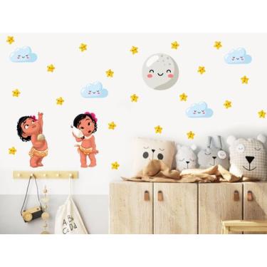 Imagem de adesivo de parede moana decoração quarto de meninas cute baby lua - Ad