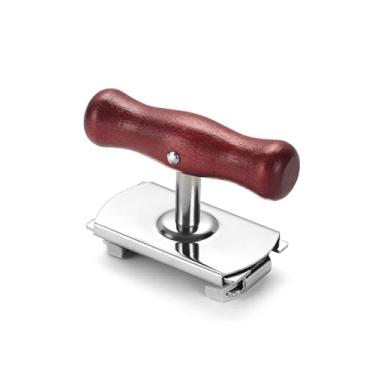 Imagem de Wanhaoshangmao Abridor manual de latas com cabo de madeira, abridor de garrafas de aço inoxidável, abridor de tampa para economia de mão de obra para frascos de vidro, 6,7 x 8,8 centímetros