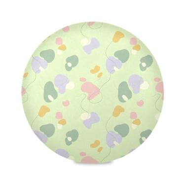 Imagem de Wassud Jogo americano macio formas verdes tapetes de mesa redondas para cozinha e jantar tapetes laváveis resistentes ao calor decoração de mesa 39 cm