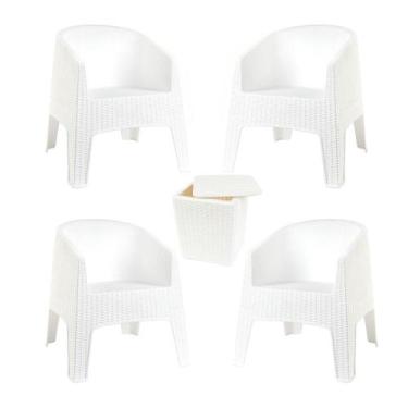 Imagem de Kit 4 Poltronas de Piscina e Jardim Rattan Ibiza + Mesa Capri - Garden