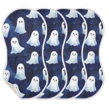 Imagem de Wassud Cute Ghosts Halloween Musselina Baby Burp Cloths 1 pacote babadores de algodão toalha de rosto absorventes e panos macios para arrotos para meninos e meninas recém-nascidos