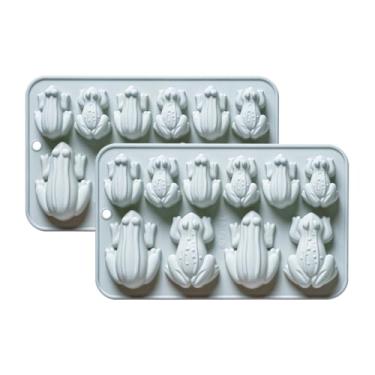Imagem de Molde de silicone para doces e chocolate, 20 cavidades em forma de sapo, antiaderente, moldes para fazer decoração de bolo de aniversário, cupcake, geleia, caramelo, lanches e cubos de gelo, 2
