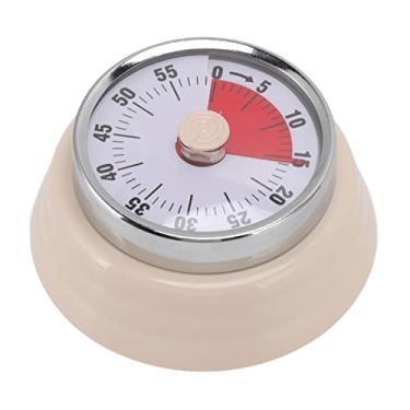 Imagem de Zerodis Temporizador Circular Magnético para Casa, Jardinagem, Ferramentas de Cozinha, Relógio Com Alarme, Ideal para Uso Em Cozinha e Escritório, Temporizador Circular Magnético, Contagem (Bege)
