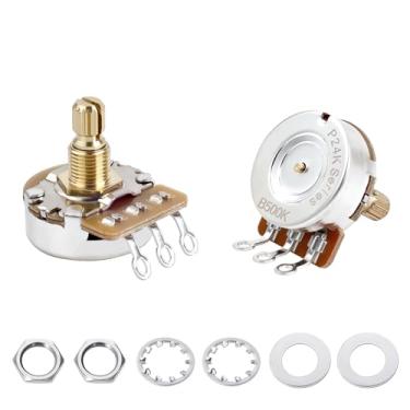 Imagem de Banworks Potenciômetros de latão B500K M8 Thread tamanho completo para guitarras métricas, eixo curto dividido de 18 estrias (comprimento de 15 mm) para Epiphone Les Paul LP/SG Squier Strat/Tele