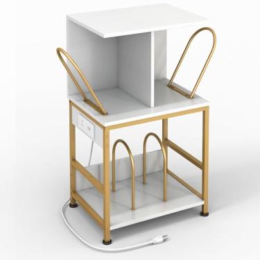 Imagem de ZEXVIDA Suporte para toca-discos com armazenamento de vinil, grande mesa para gravar 180 álbuns, suporte de armazenamento de discos de vinil com carregador USB, mesa lateral multifuncional e