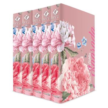 Imagem de Kit com 5 Bíblias Rosa Florida - Capa Dura - NVT