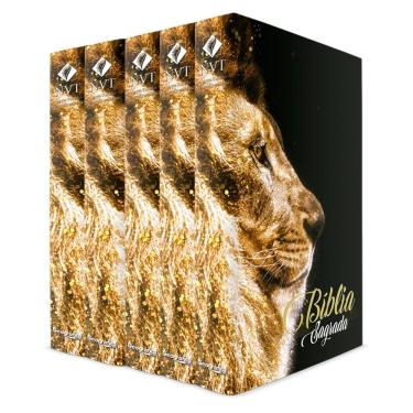 Imagem de Kit com 5 Bíblias do Leão Ouro - Capa Dura - NVT
