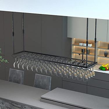 Imagem de Suporte de taças de metal, suporte de taça de vinho de ferro, suporte para pendurar em copo de vinho montado no teto, suporte de taça ajustável de altura industrial, para bares, restaurantes, cozinhas