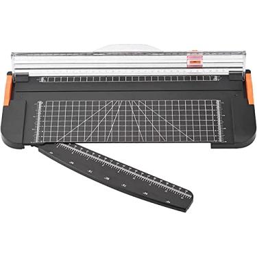 Imagem de pcagfaajmh Cortador de papel, aparador de guilhotina, cortador portátil reto com medidor de pressão transparente pequeno para projetos laminados e artesanais