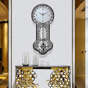 Imagem de AkosOL Relógios de parede para sala de estar, relógio de parede vintage 3D grande metal preciso mudo fácil de instalar para decoração de sala de estar, preto
