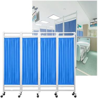 Imagem de Tela de privacidade dobrável com 4 painéis para exame clínico hospitalar divisória de quarto de 1,8 m de altura para economizar espaço (uma cor 4)