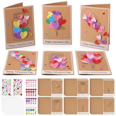 Imagem de Funrous 24 conjuntos de kit para fazer cartões de dia dos namorados 3D, amor, coração, artesanato, faça você mesmo, balões de ar quente, cartões comemorativos com adesivos de envelope para decoração