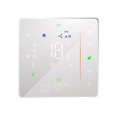 Imagem de Dois Termostatos Inteligentes de Sala com Voz Wi-Fi Digitais Programáveis para Ar Condicionado Precisão 0 5 C Programação 2 Períodos Controle Central