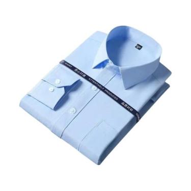 Imagem de Camisa Social Masculina De Manga Longa Antirrugas Branca Com Bolso Par