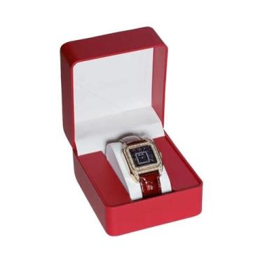 Imagem de Caixa De Presente Para Relógio Masculino Em Couro PU Preto Com Almofad