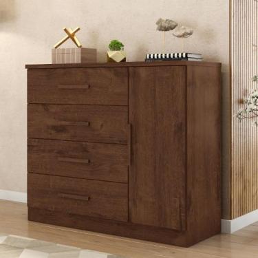Imagem de Cômoda 4 Gavetas 1 Porta Gênova Plus Zanzini, Jacaranda