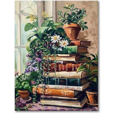 Imagem de Tiwabb Kits de arte de diamante de livro de plantas para adultos, kit de pintura de diamante de flor de livro para adultos, broca completa 5D faça você mesmo com pontos de diamante, gema e artesanato