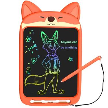 Imagem de CHAFEGY Tablet de escrita LCD de 25 cm, brinquedo de tabuleiro de rabisco, almofada de desenho de raposa fofa para crianças de 2 a 6 anos - presente educativo para Natal e aniversário (fox)