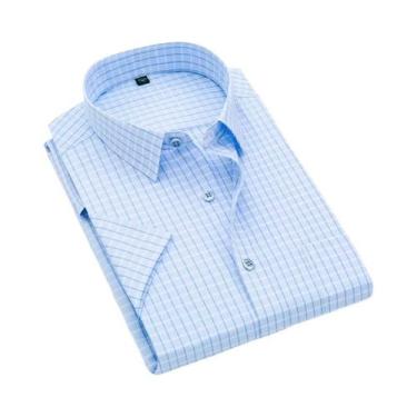 Imagem de Camisa Casual Masculina De Manga Curta Em Xadrez, Camisa De Vestir De 