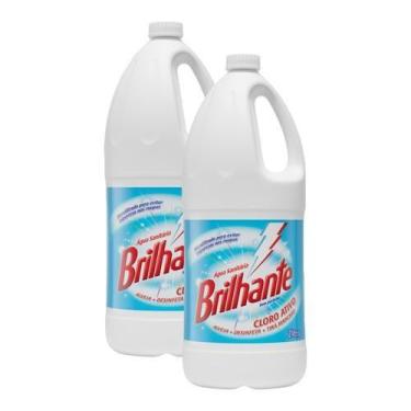 Imagem de Kit 2 Água Sanitária Brilhante Cloro Ativo Sem Perfume 2l