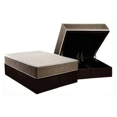 Imagem de Cama Box Baú NOVO + Colchão D33 Kappesberg Anatômico Carmine + Base CRC Corano Brown