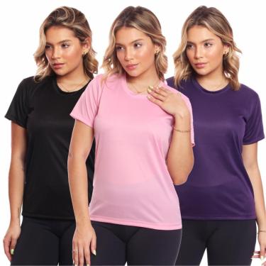 Imagem de Kit 3 Camisas Academia Esportiva Com Proteção Uv Feminina-Feminino