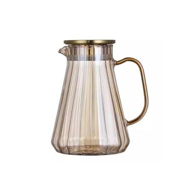 Imagem de CFGH6FDF Jarra de chá gelado para uso doméstico, chaleira de vidro de grande capacidade, jarro criativo para água fria, suco, leite, café, bule de chá, jarra de suco de 1,5 l ou 1,8 L (pequena)