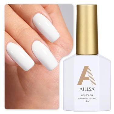 Imagem de AILLSA Esmalte de unhas em gel branco de 15 ml para géis franceses de longa duração em gel U V unhas manicure francesa arte de unhas e salão de beleza em casa 0,51 ml
