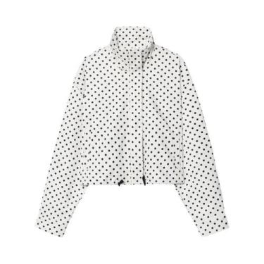 Imagem de Jaqueta Bomber Feminina Oversized Com Poás, Manga Longa, Zíper, Croppe