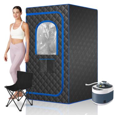 Imagem de TaTalife Sauna a vapor portátil, sauna pessoal de tamanho completo para casa, relaxamento para uma pessoa, com gerador de vapor de 4L e 1500W, controle remoto, temporizador, cadeira de sauna portátil