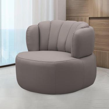 Imagem de Poltrona Decorativa Mariele Sala de Estar Base Giratória em Aço Couro Avelã G88 - Gran Belo