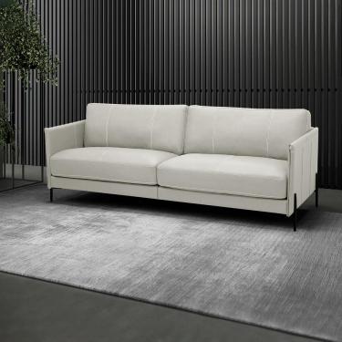 Imagem de Sofá Decorativo Karine 4 Lugares Sala de estar 270cm Pés em Aço Couro Off White G88 - Gran Belo