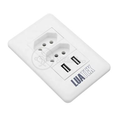 Imagem de Tomada De Parede 2 Entrada Fonte 2 Usb 5v 10a Bivolt