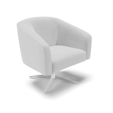 Imagem de Poltrona Giratória Stella Linho Cinza A05 Base Cromada