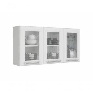 Imagem de Armario Aéreo Com Vidro Cozinhas Itatiaia Luce - 3 Portas - Branco