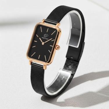 Imagem de Relógio Feminino Preto Quadrado Elegante Casual New Port