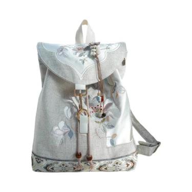 Imagem de Mochila De Lona Artesanal Estilo Chinês Retrô De 15 Polegadas Com Bord
