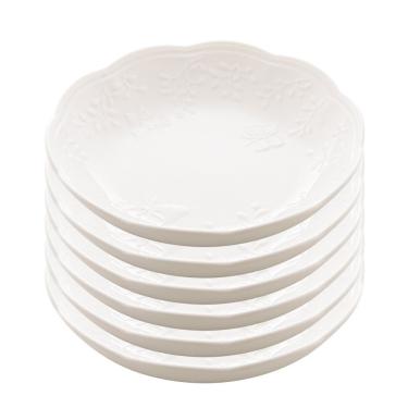 Imagem de Jogo 6 Prato Fundo Branco De Porcelana New Bone Butterfly Flower Flores 21cm Lyor