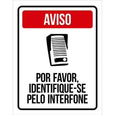 Imagem de Kit 3 Placas Aviso Por Favor Identifique-Se Interfone