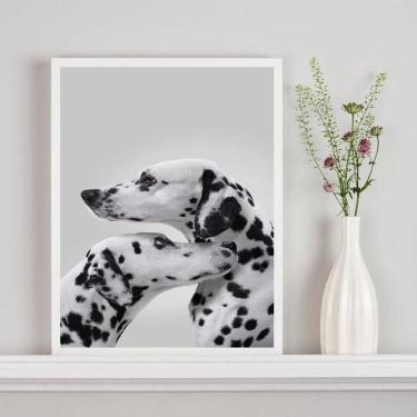Imagem de Quadro Decorativo Casal De Cães Dálmatas 33X24Cm - Com Vidro