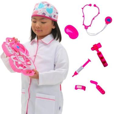 Imagem de Fantasia MÉDICA ROSA Infantil  jaleco touca BRINDE MALETA - QUIMERA KI