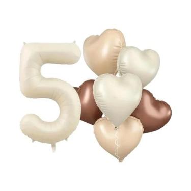 Imagem de Balões Românticos Brancos Em Formato De Coração, Conjunto De 7 Peças D