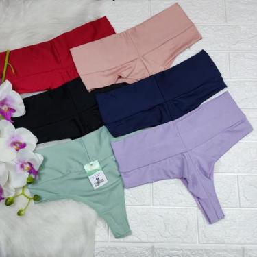 Imagem de Calcinha fio dupla cós alto aperta barriga  6 unidades (kit 6 bruna), 
