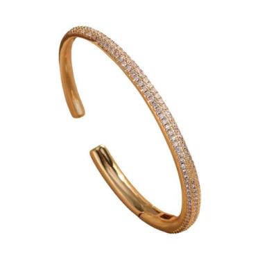 Imagem de Pulseira Aberta Elegante Feminina Com Zircônia Cúbica AAA Joia De Luxo